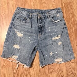 No Boundaries Light Blue Distressed Jean Shorts